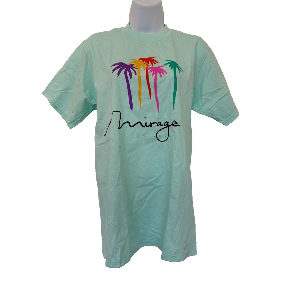 VTG Mirage Las Vegas T Shirt Medium Casino Green Palm Trees Jerzees Y2K Street
